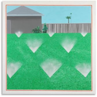 Kunstdruck mit David Hockney Lawn Being Sprinkled Kunstposter Leinwand Gemälde Dekor Wanddruck Foto Zuhause Moderne dekorative Poster 70 x 70 cm