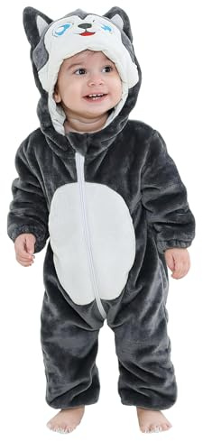 Monstoyo Mono Bebé Invierno, Pijama Niño Niña, Cálido Franela Unicornio Dinosaurio Disfraz, Animale Pelele Mameluco Buzo Con Capucha Recién Nacido Saco Dormir Fornida 80(6-12 Meses)