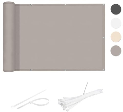 COOL AREA Balkon Sichtschutz Wetterfest 70x800cm Balkonbespannung Balkonabdeckung Balkonverkleidung Blickdichte Windschutz und UV-Schutz Schutz mit Kabelbinder,Taupe