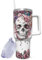 ZNYYZYBA Trinkbecher mit Griff und Strohhalm, Edelstahl, isoliert, Totenkopf-Becher, wiederverwendbar, Totenkopf-Kaffeetasse mit auslaufsicherem Deckel, Totenkopf-Geschenke für Frauen, 1,2 l