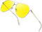 Joopin Yellow Tinted Sunglasses for Men Women Anti Glare Metal Frame Night Driving Glasses with UV400 Protection Headlight Night Vision Glasses