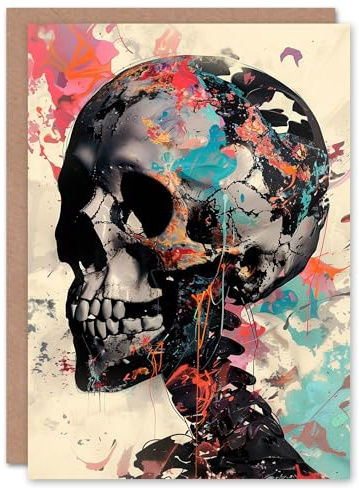 Artery8 Ai Kills Art Skeleton Paint Splatter Conceptual Blank For Him Or Her Art Birthday Card