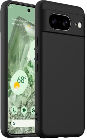 Magnetische Silikonhülle für Google Pixel 8, Stoßfeste Handyhülle mit Integriertem Magnetring, Soft Touch Schutzhülle, Kompatibel mit Kabellosem Laden, Schlankes Case (Tiefschwarz)