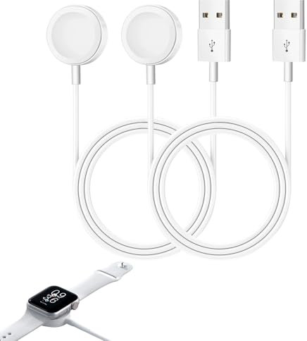 Compatible with apple Watch Charger,2PCS USB C Watch Charger Magnetic,Portable 2025 Watch Fast Charger,Watch Charger Cable,Compatible with Apple Watch Series 8 7 6 5 4 3 2 SE Ultra(3.3FT/1M) -White