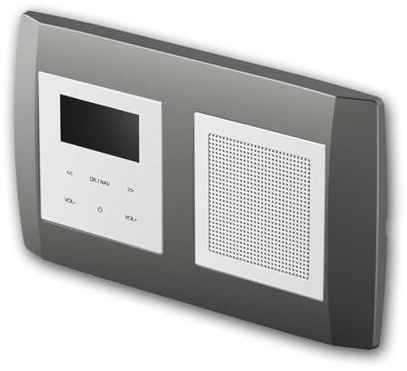 LOGIQ Unterputz Radio mit 2W RMS Lautsprecher, DAB+, UKW und Bluetooth, OLED-Display, Weck- und Sleeptimer, Lieferung mit 2-Fach Rahmen Bold, anthrazit