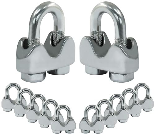 Cjueiom 12 Pcs Wire Rope Clip Cable Clamp M4 for 4mm / 5/32 inch Wire Rope Clamp, 304 Stainless Steel U Bolt Saddle Fastener for Rigging Rope and Tension Cable Garden Tensioning Wire Ropes