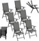 eSituro 6er Gartenstühle Set Gartenstuhl Hochlehner Klappbar 7-Fach Verstellbare Rückenlehne Klappstühle 150 kg Belastbar für Balkon Terrasse Garten Outdoor, Schwarz Grau
