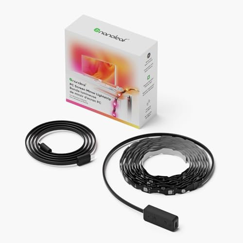 Nanoleaf Striscia LED a specchio per PC, 2,5 m, RGB IC a zig-zag, tenuta senza cuciture su schermi fino a 32, intelligente USB-C gaming, musica diretta e scene dinamiche tramite app desktop