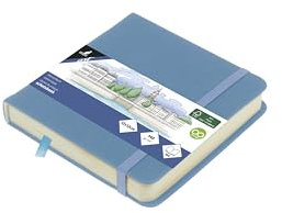 Skizzenbuch Kangaro 12x12cm Sky Blue PU Hardcover 80 Blatt 140 Gramm cremefarbenes Papier mit Gummiband und Band