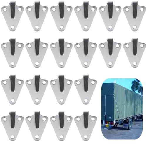 20 Pack Three-Hole Hooks for Tarpaulins, Rust-Proof Galvanized Net Hooks, 50X40Mm Lashing Eyes for Trailer Use