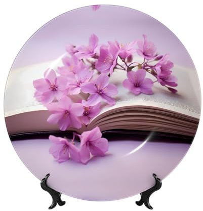 PHAYAH Assiette décorative en porcelaine anglaise avec support Motif fleurs pour bureau, cuisine, table, décoration murale 15,2 cm