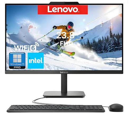 Lenovo 23.8 FHD All-in-One Desktop Computer for Home & Business, Intel N100 (up to 3.4 GHz), 16GB RAM, 1TB SSD, Intel UHD Graphics, RJ45, Bluetooth, Wi-Fi, Keyboard & Mouse, HDMI, Windows 11 Pro