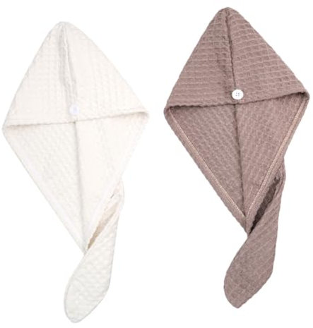 Ipetboom 2 Stück Haartrocknungsmützen Für Mädchen Schnelltrocknend Absorbierend Mikrofaser in Weiß Und Braun Für Dusche Und Baden
