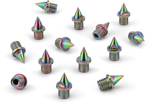 trenas HAEST Clavos 6 mm – Clavos Huecos de Acero – 1,3 g – Forma piramidal – Multicolor – para Pista de tartán y Caminos de Tierra – Compatibles – Set de 14 Unidades