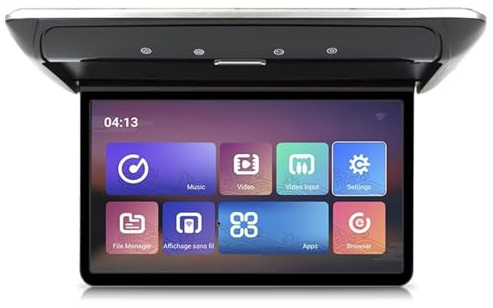 for SUV RV Wohnmobil 19 Zoll Auto Monitor Multimedia Video Player 4 + 64GB 1080P Decke TV Dach montieren Display(3-32G Black)