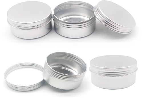 Wopanxye Lot de 4 boîtes de baume à lèvres argentées de 250 ml, mini boîtes de maquillage en aluminium de 250 g