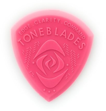 Toneblades Apex Pick, 10 Pack, 1.6mm, Modern Technical Style, Max String Grip Design for Extended Range Guitars, Shocking Pink