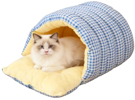 Zestivra Cat Sleeping Bag and Bed, Warm Sleeping Cave - Cosy Resting Place for Cats - For Winter, Indoor, Outdoor, Camping, Travel, Home, Bedroom, Living Room, Apartment