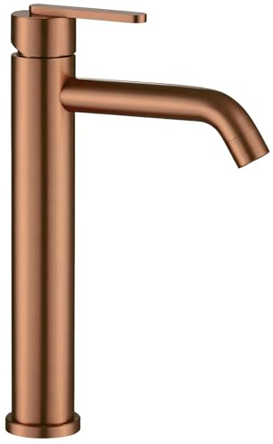 Rea - Rubinetto Da Lavabo Rame Spazzolato Ontario, Alto, 14,5X4,5X30cm