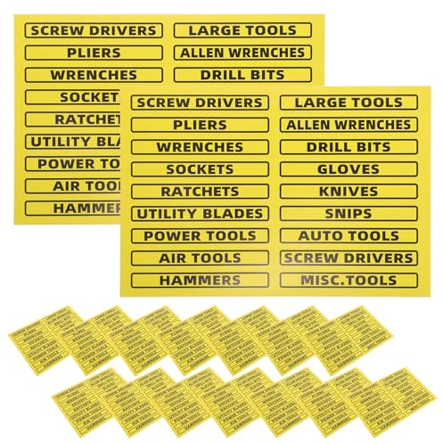 BUTIFULSIC 40pcs Tool Labels Stickers for Box Organization Wrench and Socket Marking Stickers Household Utility Labels for Tool Chest and Storage Cart