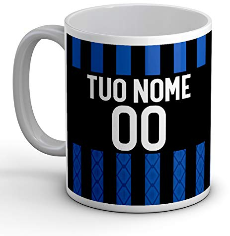 quickgadget Idea Arredo Casa Regalo Tazza Sport in Ceramica Sport per Tifoso Calcio Inter Interista, Personalizzato con Nome e Numero