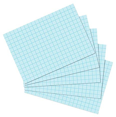 Herlitz 4er-Pack Karteikarten im Format A6, mit Aufreißfaden, blau, kariert, verpackt