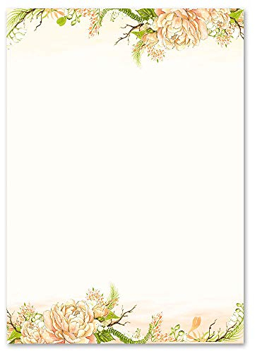 Briefpapier Motiv PFINGSTROSEN - Paper-Media (20 Blatt - DIN A4 Format (210x297 mm))