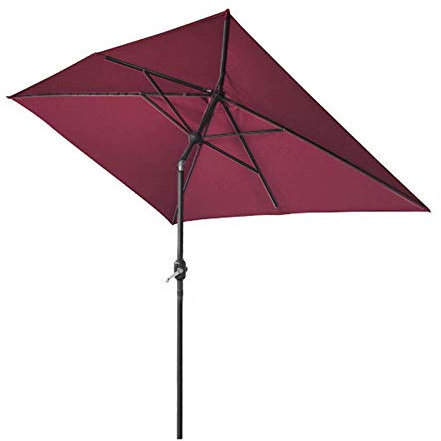 Aquariss Outdoor Patio Garden Parasol 3x2m Sun Shade Umbrella Canopy w/Crank Tilt UV protection - Wine Red