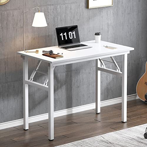 SogesHome Scrivania per computer,Scrivania pieghevole, Tavolo da Studio,Scrivania da ufficio, per l'ufficio domestico,80 x 40 x 75 cm Bianco,AC5DW-8040-SH