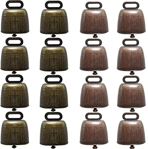 YOOHUA 16 Stück Kuh Pferd Schaf Weide Kupfer Glocken Kleine Messing Glocken Rinder Ziege Bauernhof Laute Bronze Glocke Langstrecke Pferd Schaf Eisen Glocken, 2 Farben