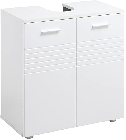 kleankin Under Sink Cabinet, Bathroom Vanity Unit, Pedestal Under Sink Design, Storage Cupboard with Adjustable Shelf, High Gloss, White