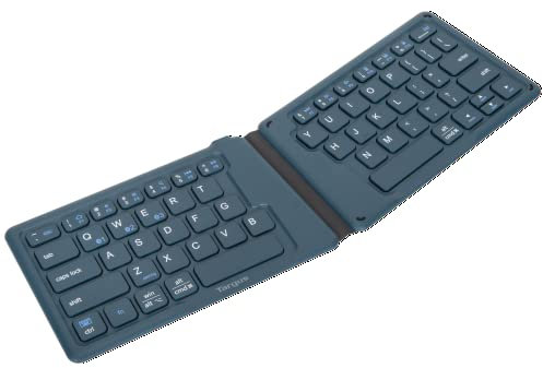 Targus Ergonomic Foldable Bluetooth Keyboard, Split Travel Keyboard Wireless, Rechargeable Portable Wireless Keyboard for Android iPhone Microsoft & Apple Tablets, Blue (PKF00302US),Black