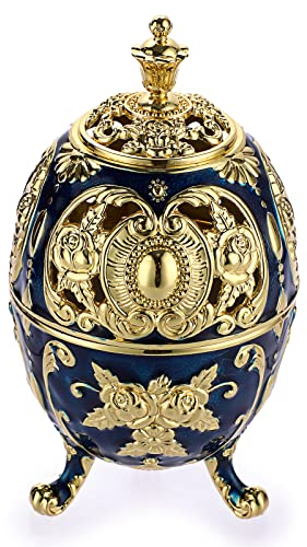 SUMNACON Vintage Räuchergefäß aus Zinklegierung mit Deckel Räucherstäbchenhalter Räucherschälchen Räucherschale Weihrauchbehälter Hausdekoration für Schlafzimmer Yoga(Kugelform Blau)