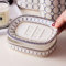 Porte-savon auto-drainant, double couche, porte-savon en céramique blanche avec motifs élégants (style B)