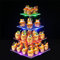 4 Etagen Cupcake Ständer, Ulifeme Wiederaufladbarer LED-Licht Quadrat Transparenter Dessert Tortenständer für Weihnachten, Hochzeiten, Jubiläen, Baby Duschen und Geburtstagsfeiern, 15/20/25/30cm Ebene