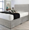 Fireplaces 4 Life Light Grey Plush Divan Bed Set + Memory Mattress + 24 Matching Headboard * Storage Available (No Drawers, 4ft6 Double)