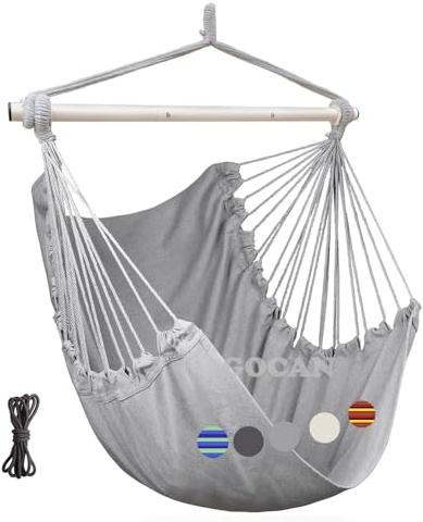 GOCAN Hamaca Grande para Silla de Columpio - 110 x 150 cm, Carga 150 kg, Algodón, Metal, Asiento Ancho (Gris)