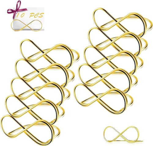 UEPOA Tischkartenhalter, 10 Stück Menükartenhalter Hochzeit Gold Kartenhalter Tisch Metall Tischnummern Hochzeit für Tischdekoration Hochzeit Party Geburtstag Büro