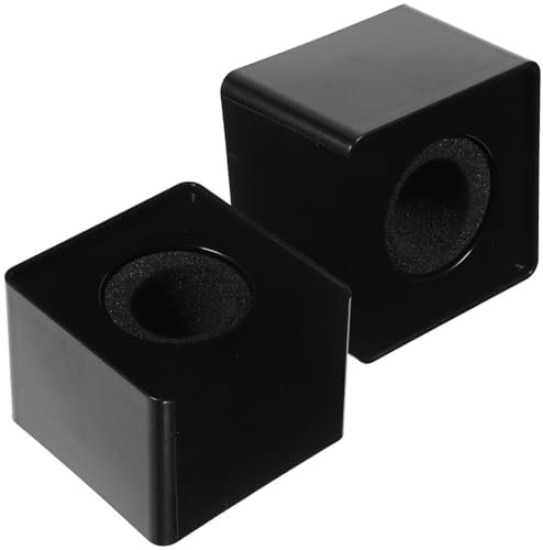 Veemoon 2pcs Portable Square Shaped Abs Interview Microphone Logo Flag Station Design for Branding for Events and Interviews Black