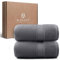 MAGANO® Luxus Handtücher Set Grau | 2X Duschtuch 70x140 cm | Bambus & Baumwolle | 600g/m² Premiumqualität | Badetücher groß | Handtuch 2er Set (Dark Grey)