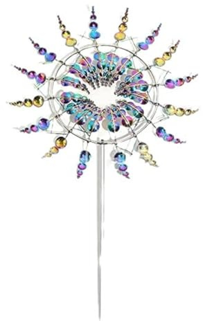 JJAURANCE Shirem Magische Metall-Windmühle, Garten Windspinner, Kinetische Windmühle /77 (Gold, Silber, Bunt)