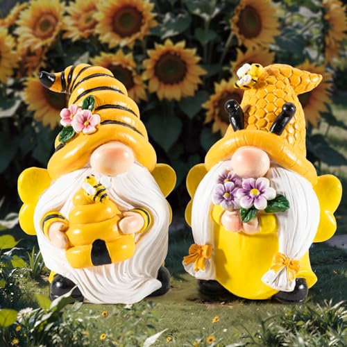 TANMXIN Spring Bee Gnome Decorations, Honey Bee Gnomes Decor Summer Bumble Bee Figurines for Home Kitchen Garden Patio, Gifts for Mom, Women, Grandma