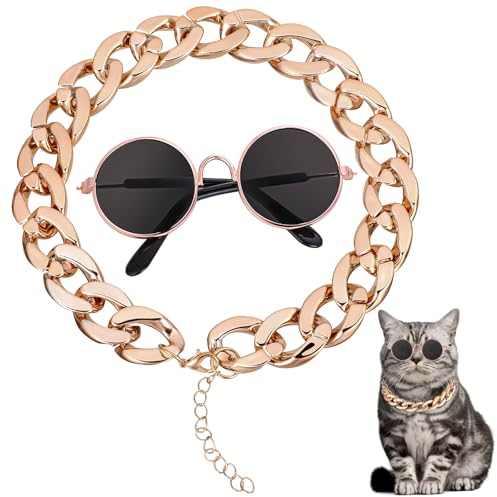 Xinjoduz Katzen Sonnenbrille Klein Sonnenbrille Für Katzen Hunde Sonnenbrille Chihuahua Katzen Uv Schutz Sonnenbrille Hundehalsband Hundekette Mit 1 Paar Haustier Sonnenbrillen Für Hunde Katzen