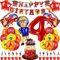38 Stück Feuerwehr Geburtstag Deko, Feuerwehrmann Luftballons Partyset, Kindergeburtstag Luftballons mit Tortendeko, Feuerwehr Geburtstagsdeko für 4 Jahre Junge und Mädchen Party Dekoration