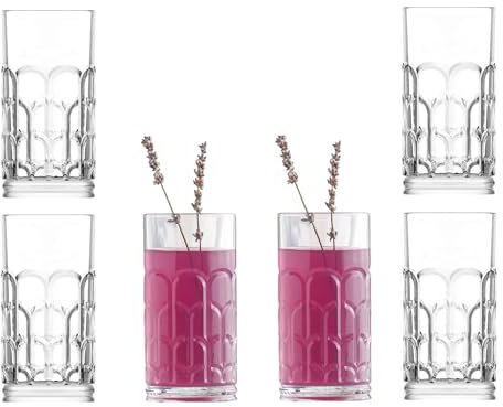Glasshop Highball Glasses. 6-Pack Cocktail Drinking Glass Set. Tall Tumblers. 390ml Premium Glasses. Dishwasher Safe.