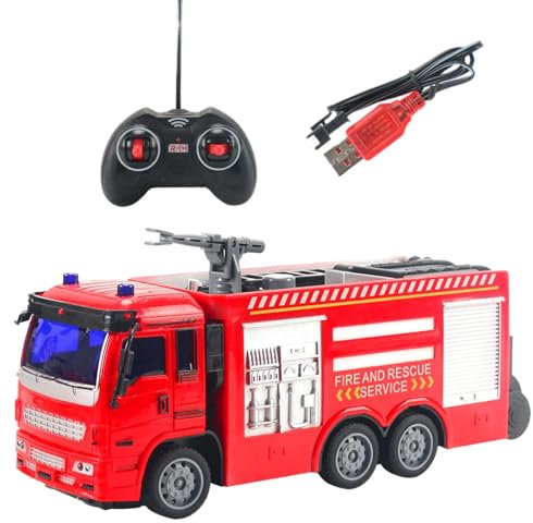 Camion de pompier télécommandé, ensemble de jouets pour véhicule de camion de pompier,Jouet de véhicule de camion de pompier télécommandé | Jouets de camion de Construction à effets de marche ordinair