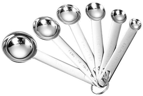 6-Piece Stainless Steel Measuring Spoons Set - Essential Baking & Cooking Tools for Precise Measurements - Durable Kitchen Measuring Spoons for Dry & Liquid Ingredients