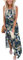 AUSELILY Maxikleider Damen Sommer Ärmellos Strandkleid Lang Sommer-Kleider Tank T-Shirt Kleid mit Taschen Tropische Blätter L
