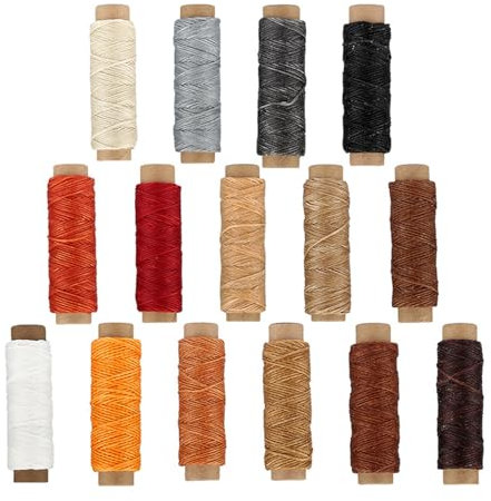 15 colori filo cerato per cuoio, filo cerato per riparazioni in pelle, per rilegatura, bracciali, artigianato