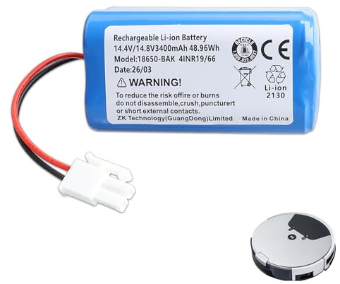 Batteria di ricambio agli ioni di litio Lushtower da 14,8 V 3400 mAh compatibile con Silvercrest SSRA1 305857, UR18650ZT-4S1P-AAF, robot aspirapolvere.